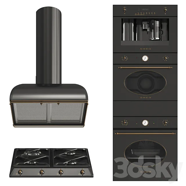 Smeg coloniale black 3D Model Smeg coloniale black 3D Model