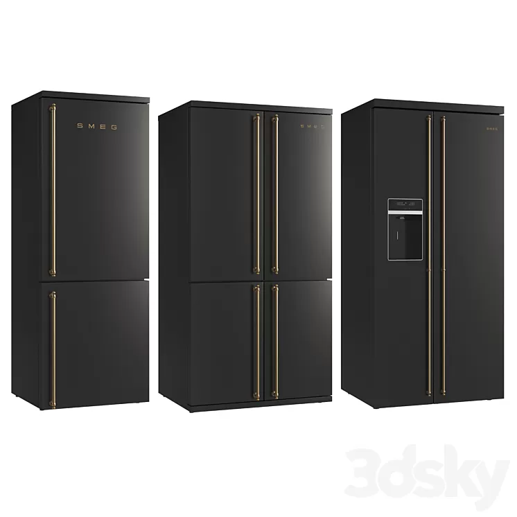 Smeg Coloniale Refrigerators black 3D Model