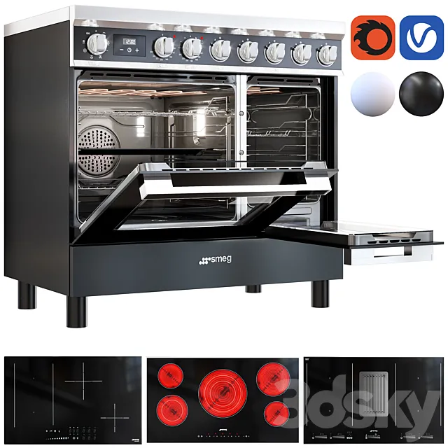 smeg range and cooktop 3D Model smeg range and cooktop 3D Model