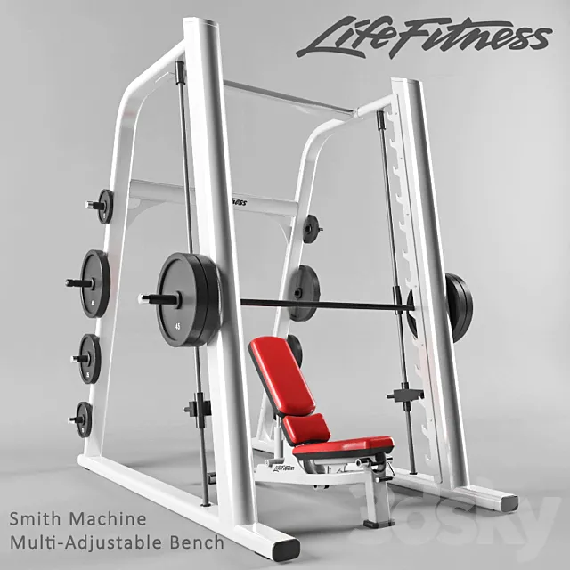 Smith machine and Multi-Adjustable Bench 3D Model
