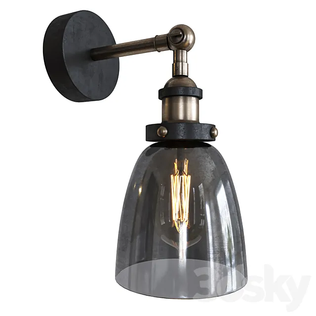 Smoke Glass cloche Wall Lamp 3D Model Smoke Glass cloche Wall Lamp 3D Model