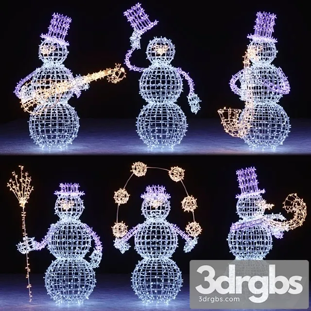 Snowman figures from garlands 3D Model Download
