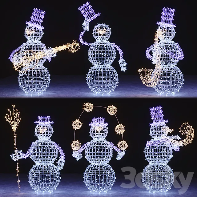 Snowman figures from garlands 3DModel Snowman figures from garlands 3DModel