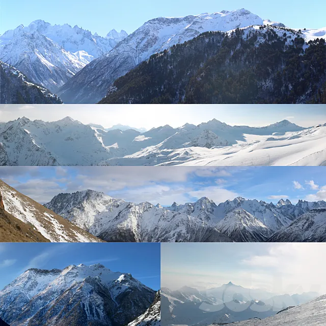 Snowy Mountains panoramas 3D Model
