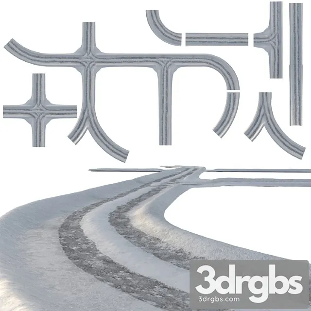 Snowy road 3D Model Download