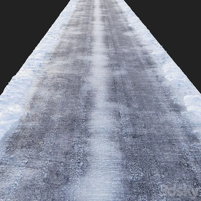 Snowy road. Editable 3D Model Snowy road. Editable 3D Model