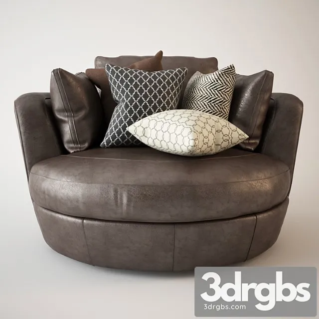 Snuggle swivel chair leather 3D Model Download