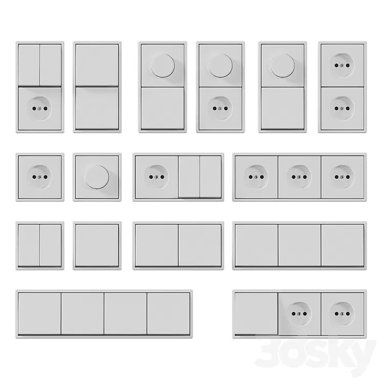 Sockets and switches JUNG Les Couleurs 3D Model Free Download Sockets and switches JUNG Les Couleurs 3D Model Free Download