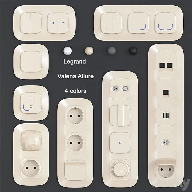 Sockets and switches Legrand Valena Allure 3D Model Sockets and switches Legrand Valena Allure 3D Model