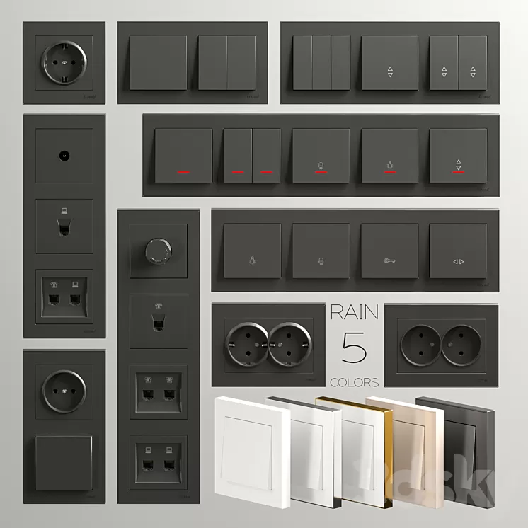 Sockets and switches Lezard Rain 3D Model