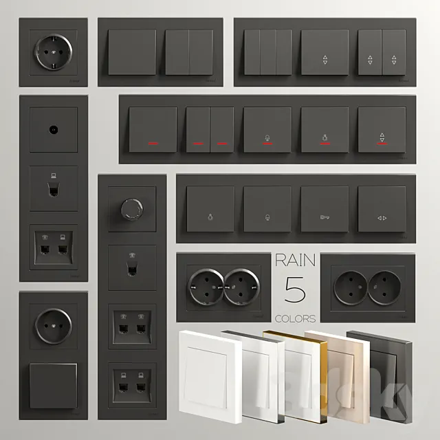 Sockets and switches Lezard Rain 3DModel Sockets and switches Lezard Rain 3DModel