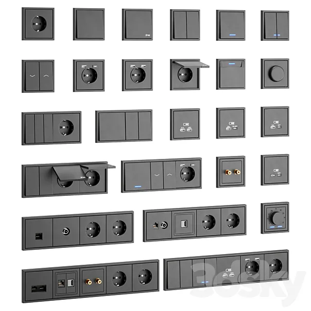 Sockets and switches Systeme Electric Art Gallery series 3D Model