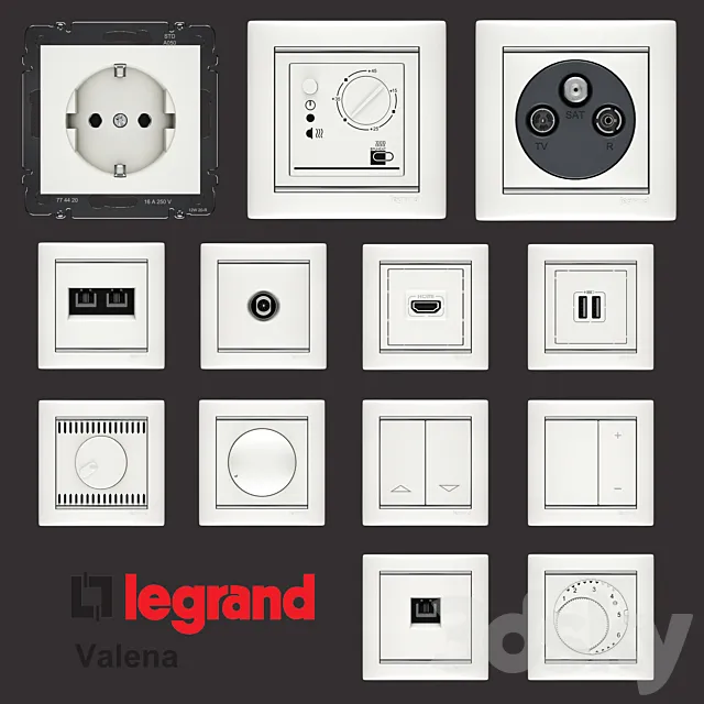 Sockets Legrand Valena 3D Model Sockets Legrand Valena 3D Model