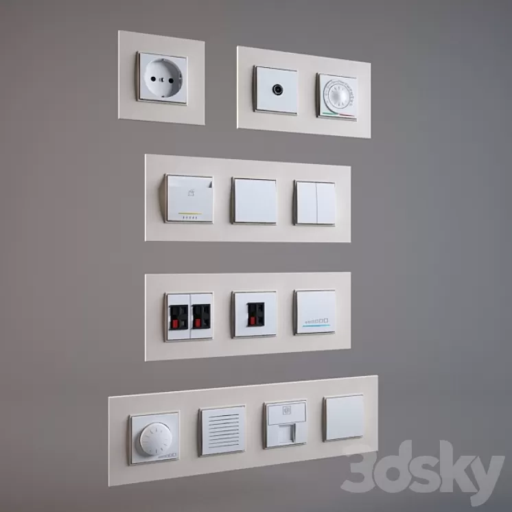 Sockets Schneider Electric Unica Quadro 3D Model