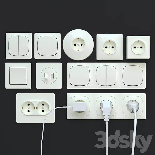 Sockets. switches. plugs 3DModel Sockets. switches. plugs 3DModel