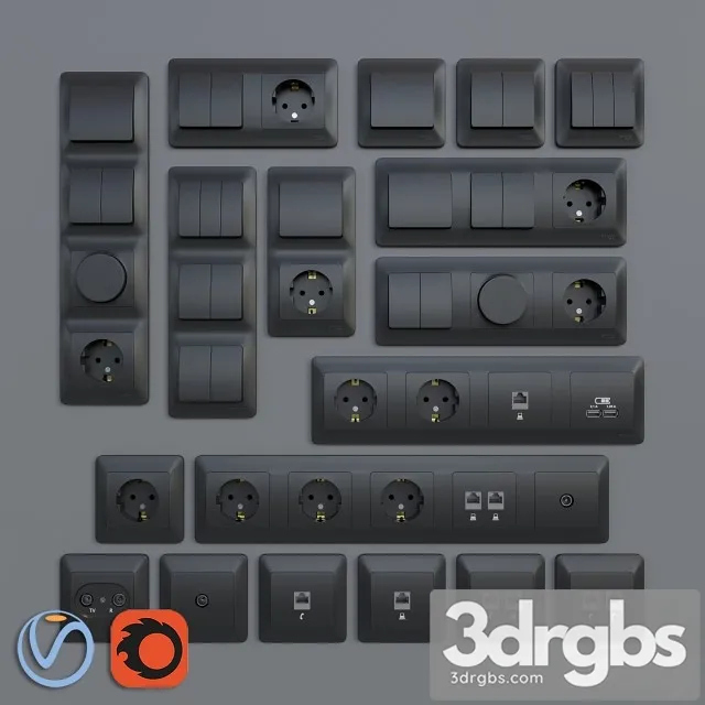 Sockets Switches Schneider Electric Glossa 3D Model Download