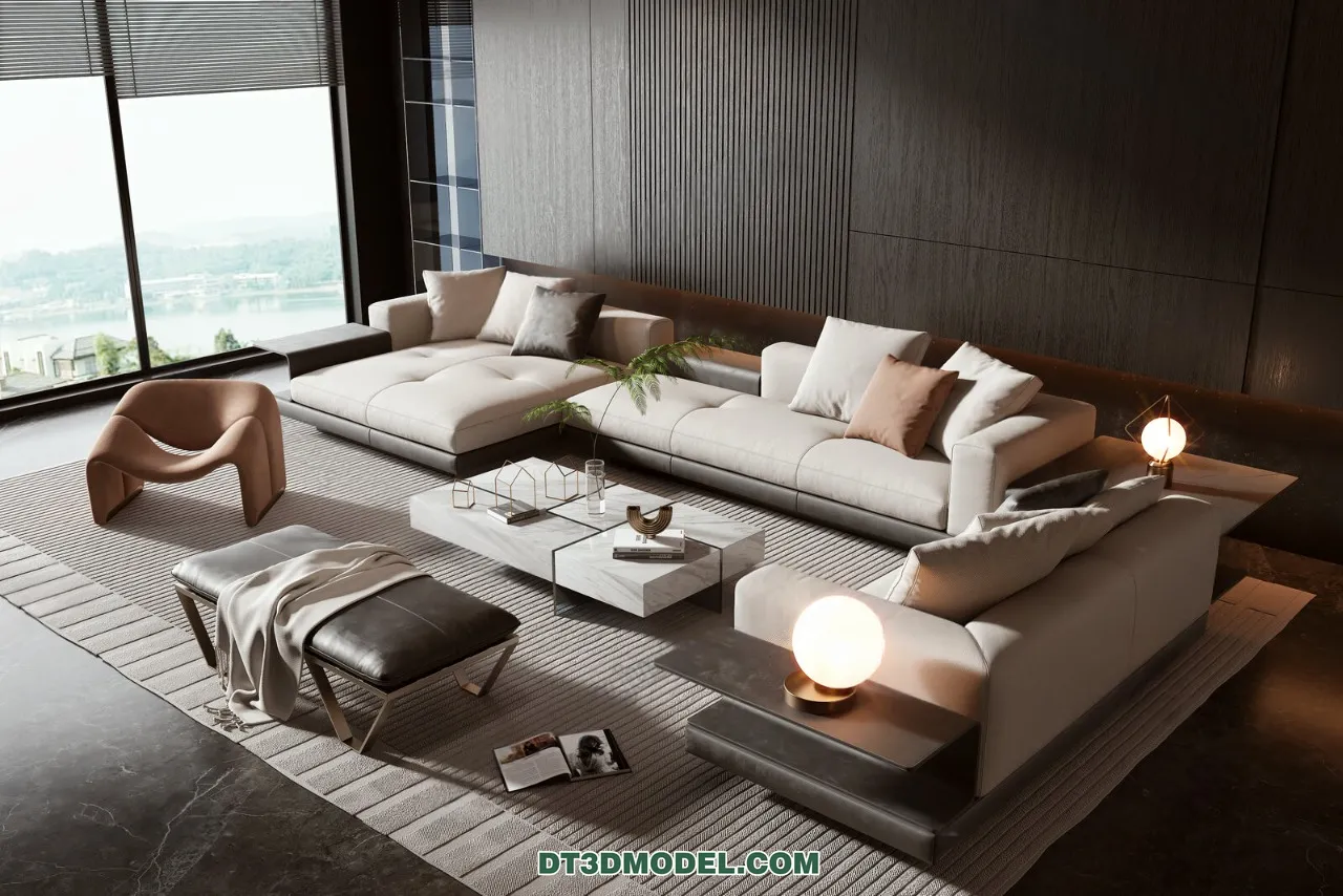Sofa 3D Blocks – 3D Model of Modern Sofa – 034 – VRAY