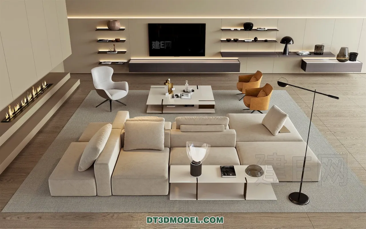 Sofa 3D Blocks – 3D Model of Modern Sofa – 087 – VRAY