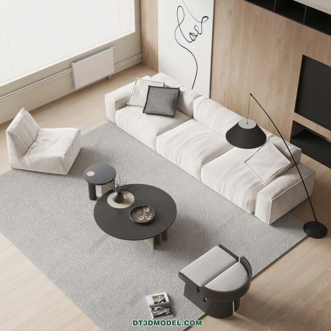 Sofa 3D Blocks – 3D Model of Modern Sofa – 091 – VRAY