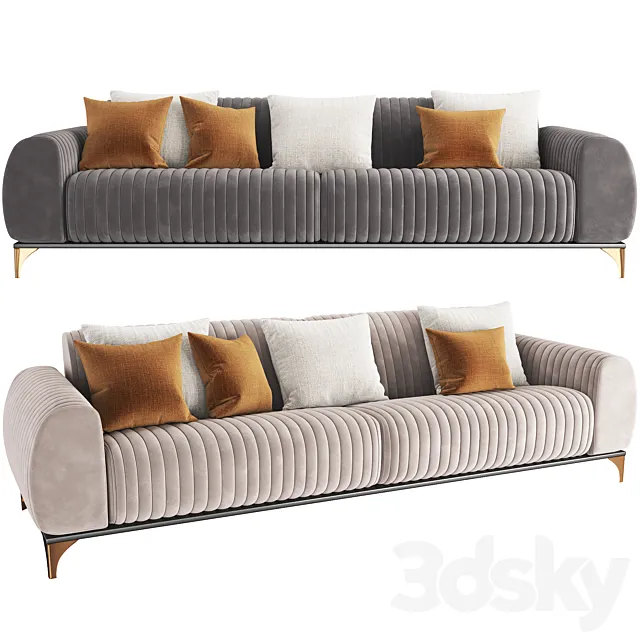 Sofa 4 Lugares Sala de Estar Base de Madeira 3D Model Sofa 4 Lugares Sala de Estar Base de Madeira 3D Model