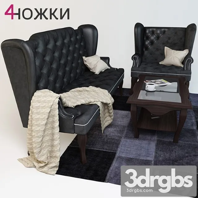 Sofa 4nozki 2 3D Model Download