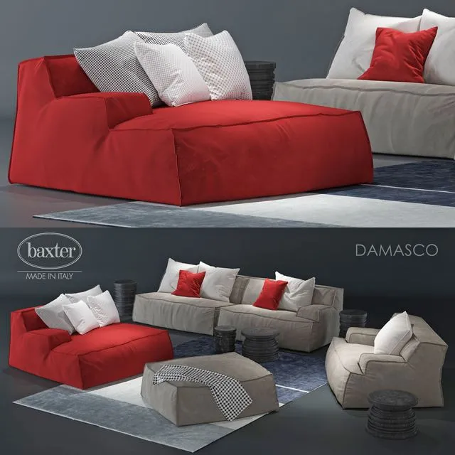 sofa and armchair Baxter Damasco 3D Model sofa and armchair Baxter Damasco 3D Model