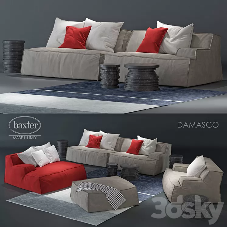 sofa and armchair Baxter Damasco 3D Model