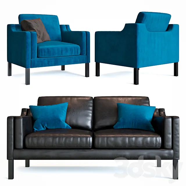 Sofa and armchair BORGE MOGENSEN 3DModel Sofa and armchair BORGE MOGENSEN 3DModel