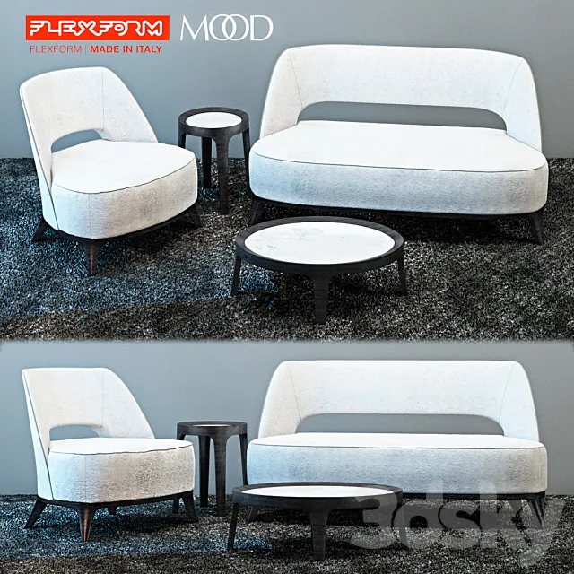 Sofa and armchair Flexform Ermione 3D Model Sofa and armchair Flexform Ermione 3D Model