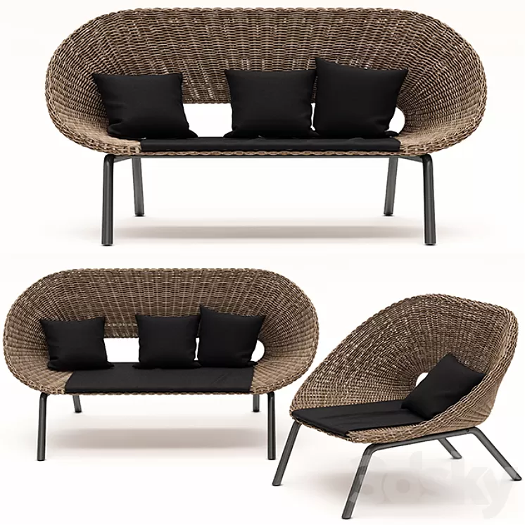 Sofa and armchair from the collection of Loa Blooma 3D Model Sofa and armchair from the collection of Loa Blooma 3D Model