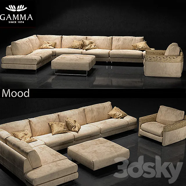 Sofa and Armchair Gamma Mood 3D Model Sofa and Armchair Gamma Mood 3D Model