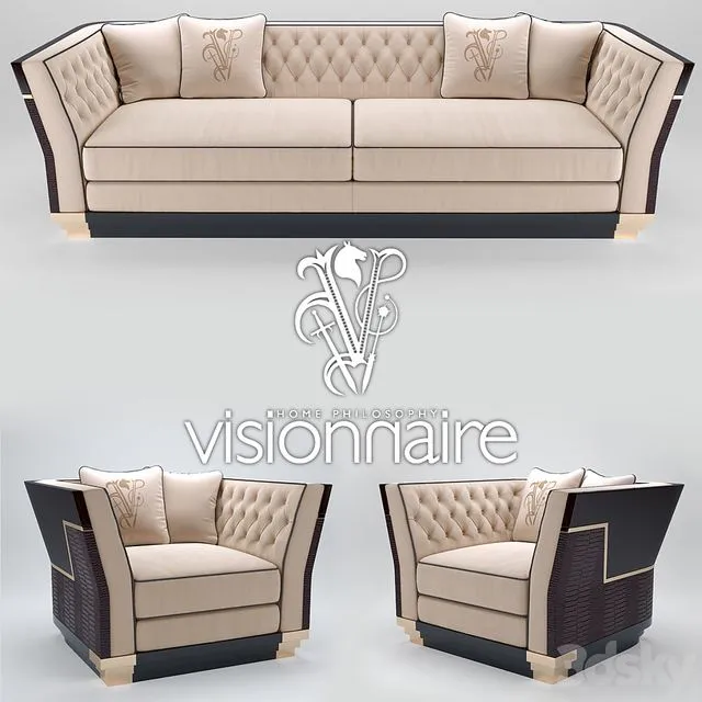 Sofa and armchair Visionnaire Berry Capitone 3D Model