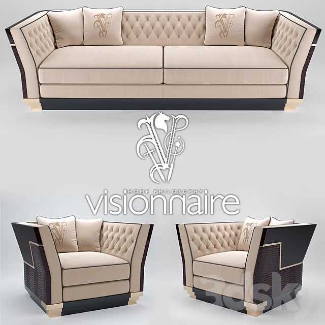 Sofa and armchair Visionnaire Berry Capitone 3DModel