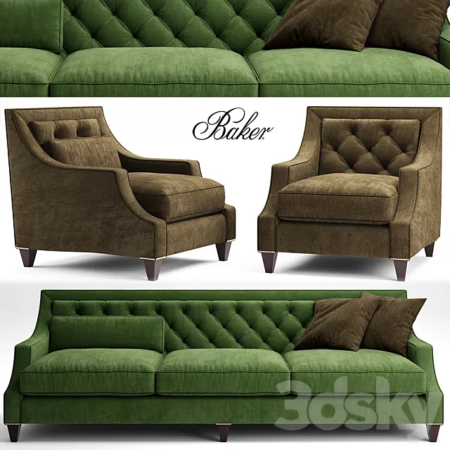 Sofa and chair baker TUFTED 3D Model Sofa and chair baker TUFTED 3D Model