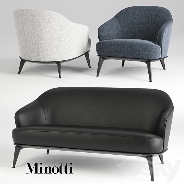 Sofa and chair minotti leslie 3DModel Sofa and chair minotti leslie 3DModel