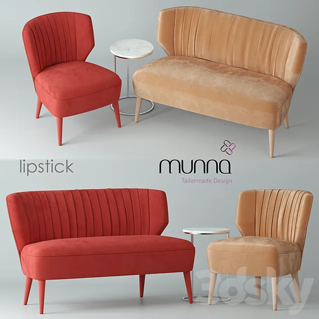 Sofa and chair MUNNA Lipstick 3D Model Sofa and chair MUNNA Lipstick 3D Model