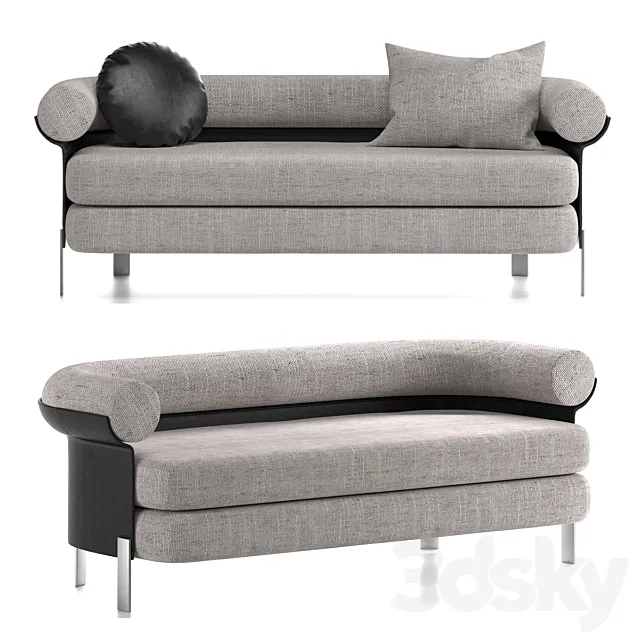 Sofa and circle leather pillow 3DModel