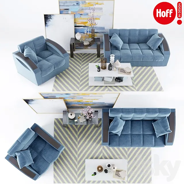 Sofa armchair (Hoff) and decor 3D Model Sofa armchair (Hoff) and decor 3D Model