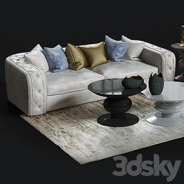 Sofa armchair Paride Adone tables the Windies carpet 3D Model