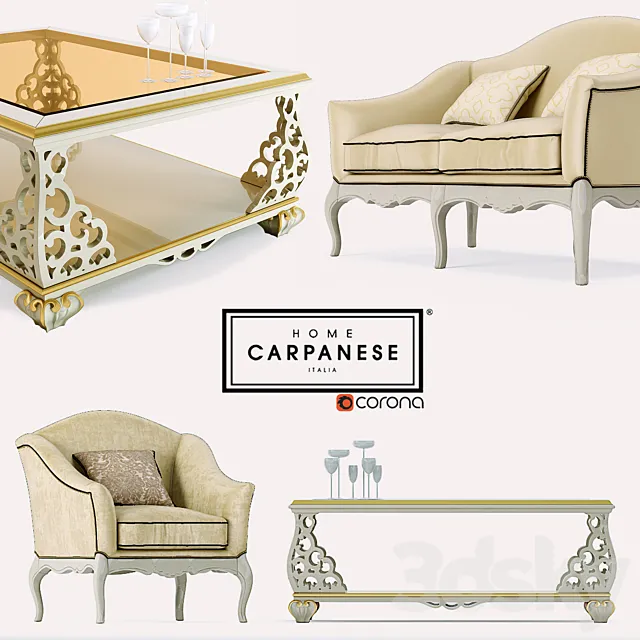 Sofa armchair table Carpanese 3D Model Sofa armchair table Carpanese 3D Model