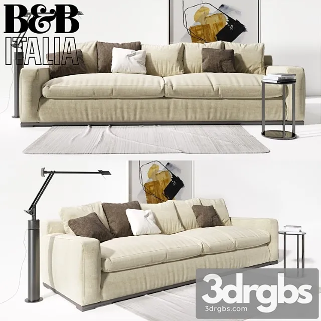 Sofa b & b italia imprimatur with pillows 2 3D Model Download