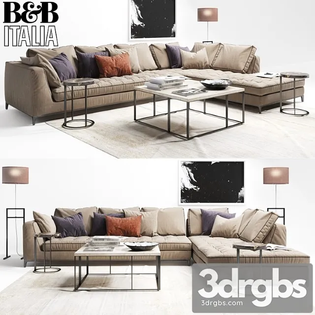 Sofa b & b italia lucrezia with pillows 2 3D Model Download