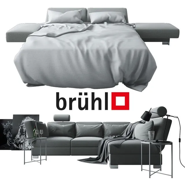 Sofa bed Bruehl Nook with decor 3D Model