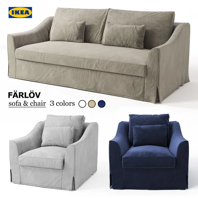 Sofa & chair Ikea FARLOV 3D Model Sofa & chair Ikea FARLOV 3D Model