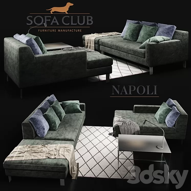 Sofa Cristal Sofa Club Green 3D Model