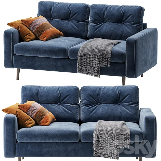 Sofa Deans Mini Velvet Blue 3DModel Sofa Deans Mini Velvet Blue 3DModel