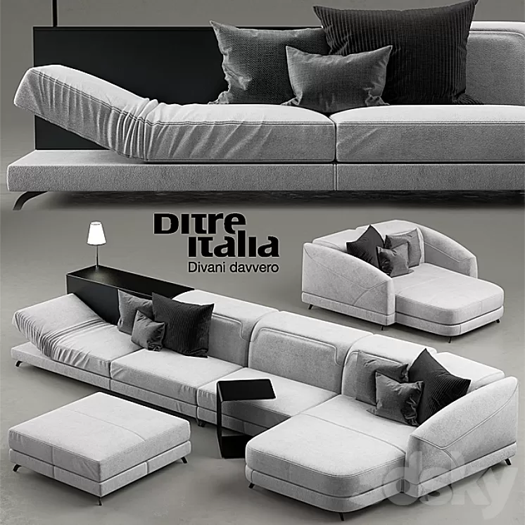 Sofa Dunn pelle ditre italia 3D Model