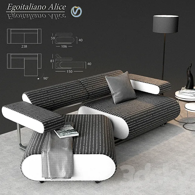 Sofa Egoitaliano Giulio Manzoni Alice 3D Model Sofa Egoitaliano Giulio Manzoni Alice 3D Model