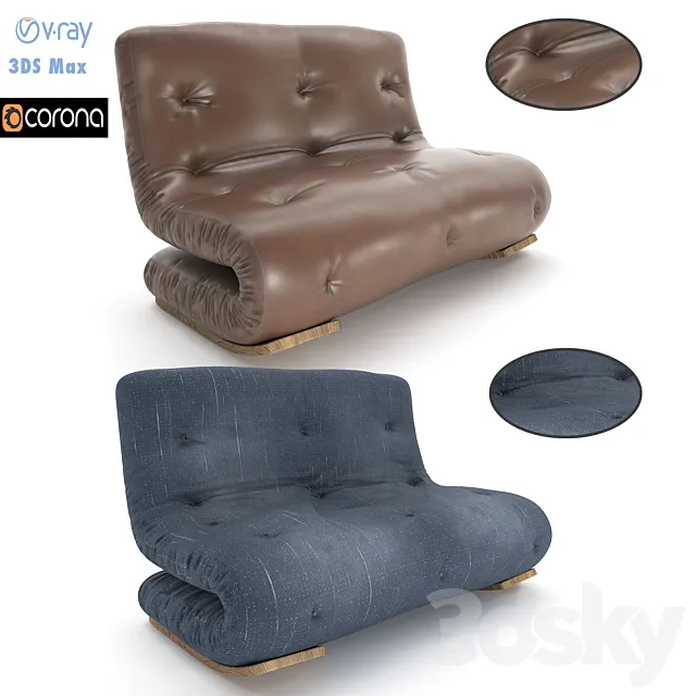 sofa futon colcheo japones 3DModel