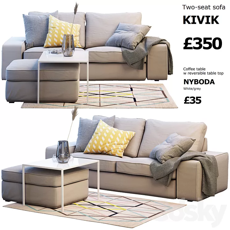 Sofa Ikea Kivik 2 3D Model Sofa Ikea Kivik 2 3D Model